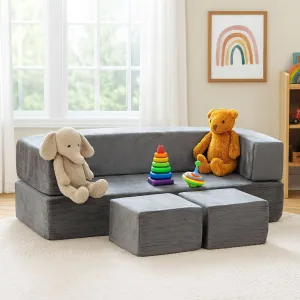 ECOTOYS Dětská modulární pohovka DIY 4 díly šedá