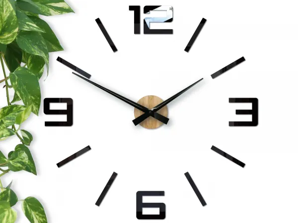 ModernClock Nástenné samolepiace hodiny City 60 cm dub prírodný/čierny