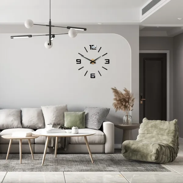 ModernClock Nástenné samolepiace hodiny City 60 cm dub prírodný/čierny