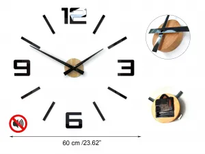 ModernClock Nástenné samolepiace hodiny City 60 cm dub prírodný/čierny