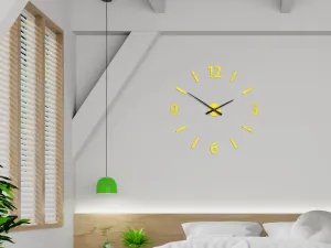 ModernClock Nástenné samolepiace hodiny Klaus 75 cm žlté