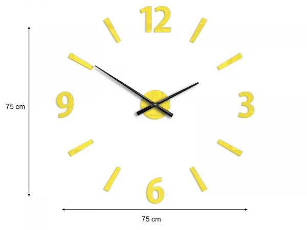 ModernClock Nástenné samolepiace hodiny Klaus 75 cm žlté
