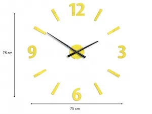 ModernClock Nástenné samolepiace hodiny Klaus 75 cm žlté