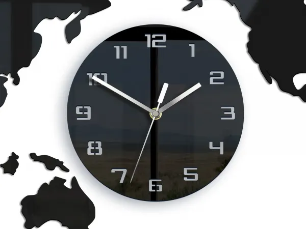 ModernClock Nástenné samolepiace hodiny Maply 80x40 cm čierne