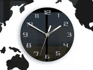 ModernClock Nástenné samolepiace hodiny Maply 80x40 cm čierne