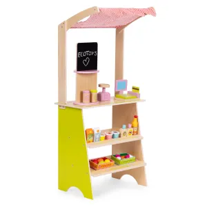 ECOTOYS Drevený stánok pre deti Farma viacfarebný