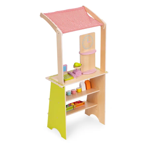 ECOTOYS Drevený stánok pre deti Farma viacfarebný