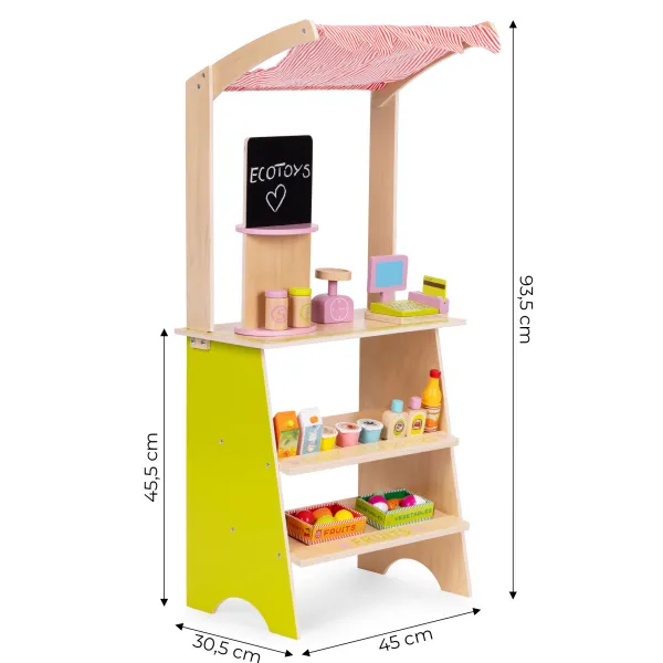 ECOTOYS Drevený stánok pre deti Farma viacfarebný