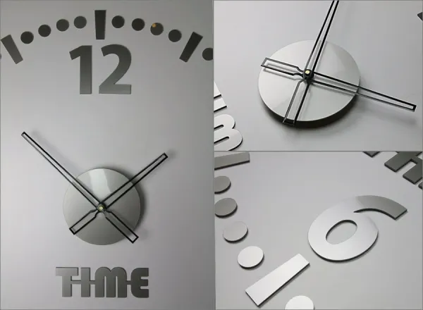 ModernClock Nástenné samolepiace hodiny Roundy 78 cm sivé