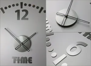 ModernClock Nástenné samolepiace hodiny Roundy 78 cm sivé