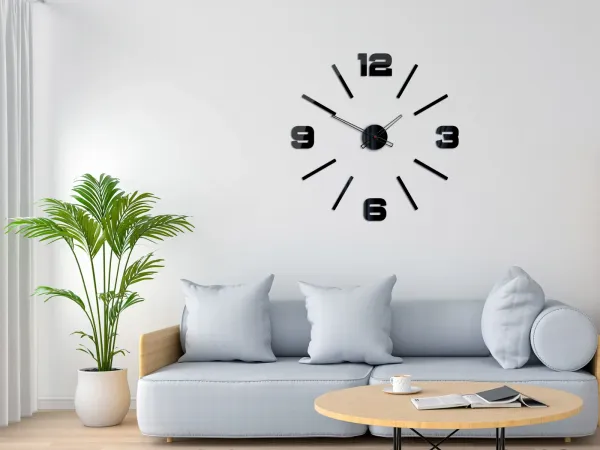 ModernClock Nástenné samolepiace hodiny Vito 75 cm čierne
