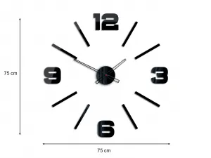 ModernClock Nástenné samolepiace hodiny Vito 75 cm čierne
