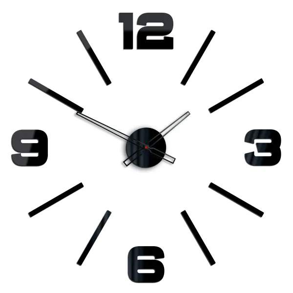ModernClock Nástenné samolepiace hodiny Vito 75 cm čierne