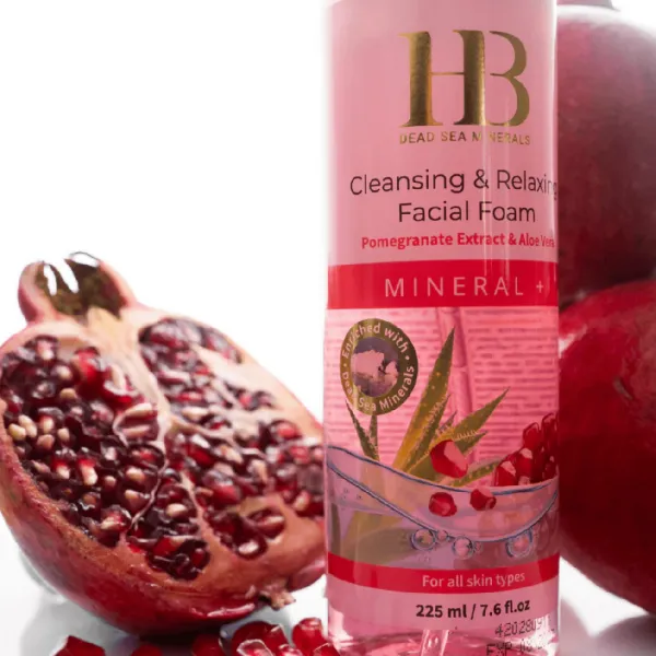 HB Dead Sea Minerals H&B Dead Sea Minerals - Čistiaca a relaxačná pena na tvár s granátovým jablkom a aloe vera 225 ml