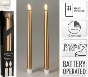 Mondex Súprava 2 ks LED vysokých sviečok s časovačom Aliya 27 cm zlatá