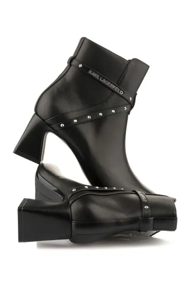 Členková Obuv Karl Lagerfeld Beata Studs Ankle Boot Black Lthr
