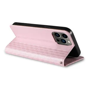 MG Magnet Strap knižkové kožené puzdro na iPhone 12 Pro Max, ružové