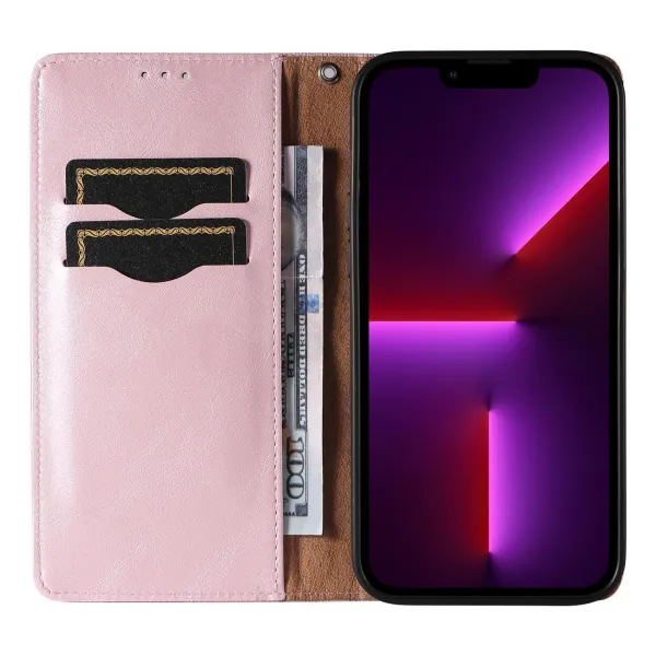 MG Magnet Strap knižkové kožené puzdro na iPhone 12 Pro Max, ružové