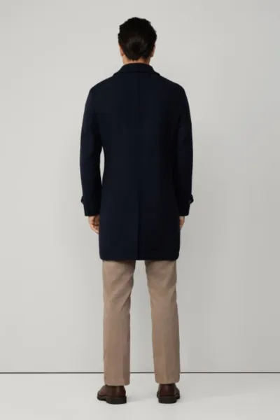 Kabát Hackett London Double Face Coat Midnight Blue