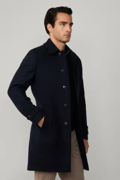 Kabát Hackett London Double Face Coat Midnight Blue