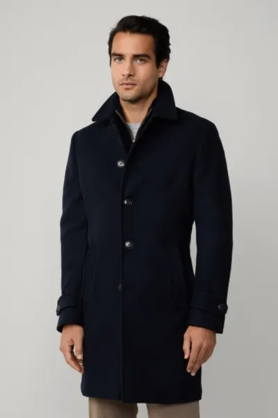 Kabát Hackett London Double Face Coat Midnight Blue