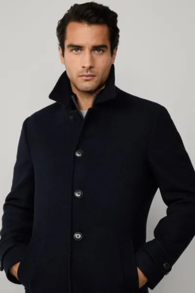 Kabát Hackett London Double Face Coat Midnight Blue