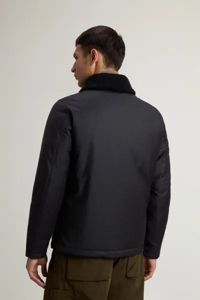 Bunda Woolrich Lp Wool Silk Stag Jacket Graphite Melange