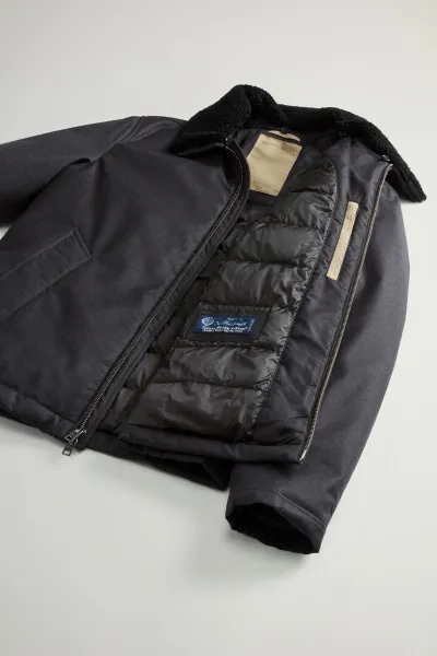 Bunda Woolrich Lp Wool Silk Stag Jacket Graphite Melange