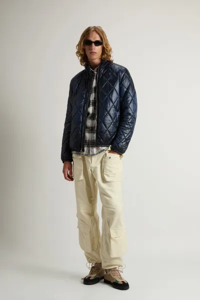Bunda Woolrich Black Yarn Nylon Jacket Melton Blue