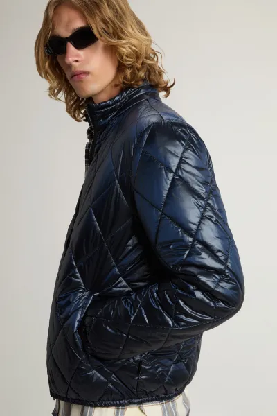 Bunda Woolrich Black Yarn Nylon Jacket Melton Blue