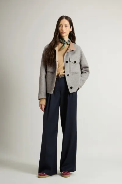 Bunda Woolrich Double Wool Jacket Light Grey Melange