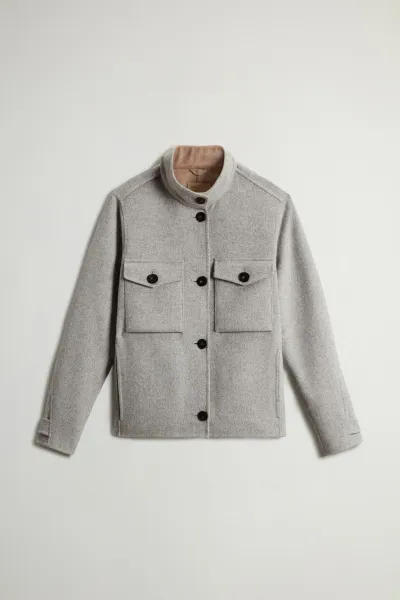 Bunda Woolrich Double Wool Jacket Light Grey Melange