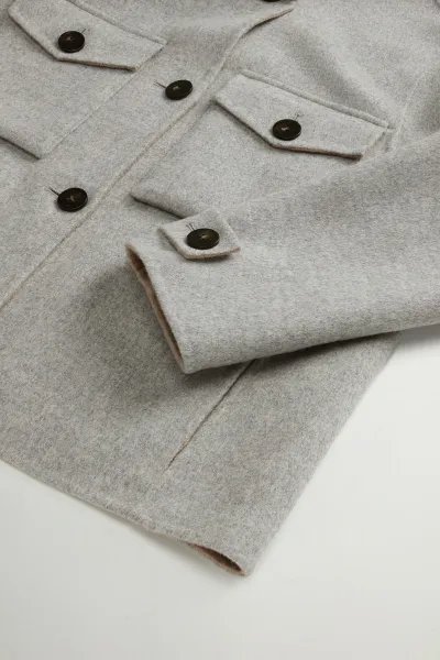 Bunda Woolrich Double Wool Jacket Light Grey Melange