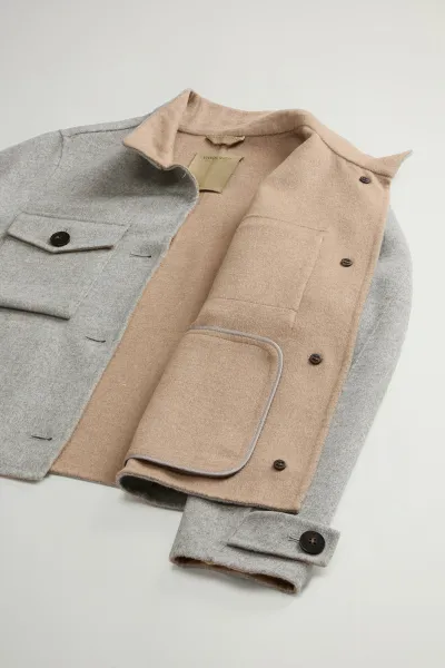 Bunda Woolrich Double Wool Jacket Light Grey Melange