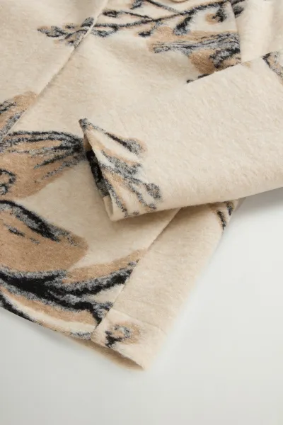 Košeľa Woolrich Jacquard Wool Overshirt Cream Foliage