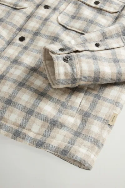 Bunda Woolrich Wool Check Alaskan Shirt Jacket Oatmeal Check