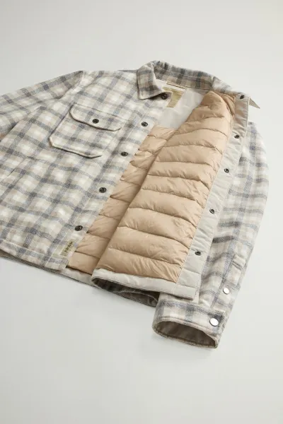 Bunda Woolrich Wool Check Alaskan Shirt Jacket Oatmeal Check