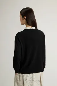 Sveter Woolrich Comfort Wool Cash Crewneck Black