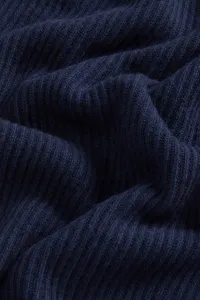 Sveter Woolrich Wool Cash Ribbed Half-Zip Melton Blue