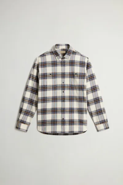 Košeľa Woolrich Check Flannel Warren Shirt Cream Check