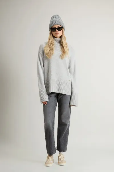 Rolák Woolrich Supergeelong Turtleneck Light Grey Melange