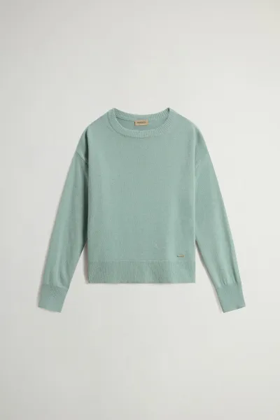 Sveter Woolrich Comfort Wool Cash Crewneck Chinois Green