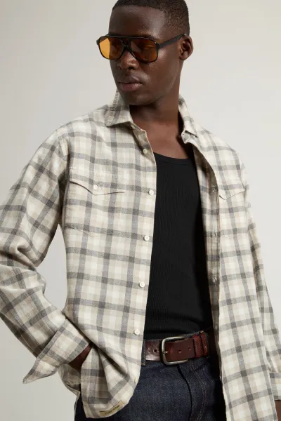 Košeľa Woolrich Flannel Duncan Shirt Oatmeal Check