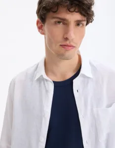 Biela pánska ľanová košeľa Celio Daflix