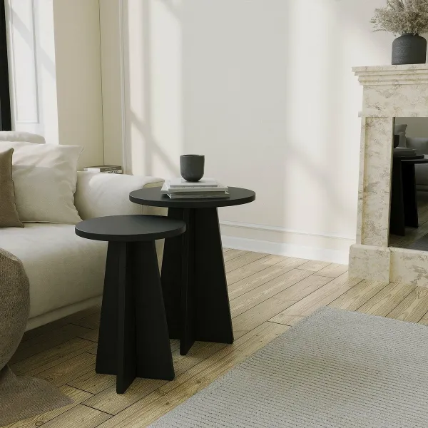 Kalune Design Sada 2 ks odkládacích stolků Mushroom 2 černá