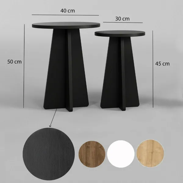 Kalune Design Sada 2 ks odkládacích stolků Mushroom 2 černá