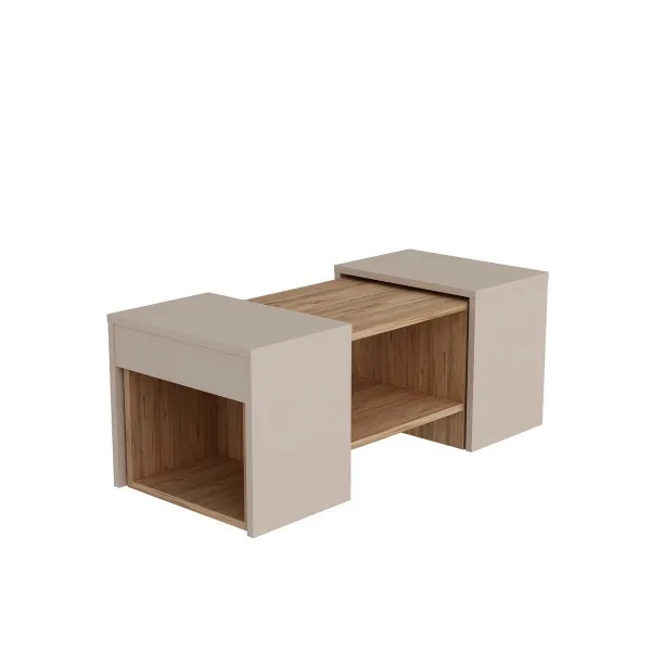 Súprava konferenčných stolíkov Sartos - Atlantic Pine, Beige