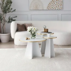 Kalune Design Sada odkládacích stolků Mushroom 2 bílá/zlatá