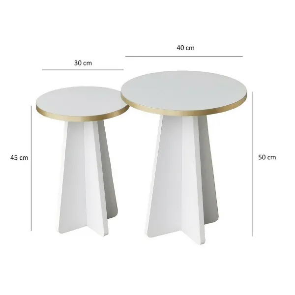 Kalune Design Sada odkládacích stolků Mushroom 2 bílá/zlatá