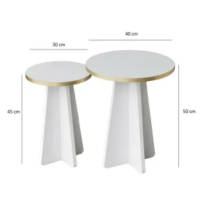 Kalune Design Sada odkládacích stolků Mushroom 2 bílá/zlatá